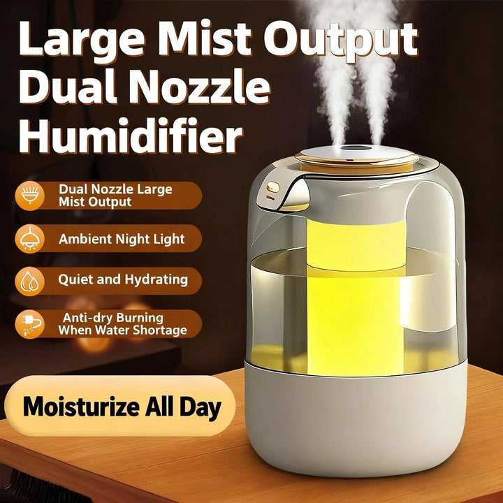 Double Spray Humidifier with Aromatherapy – Cool Mist Solution for Bedroom and Relaxation 0