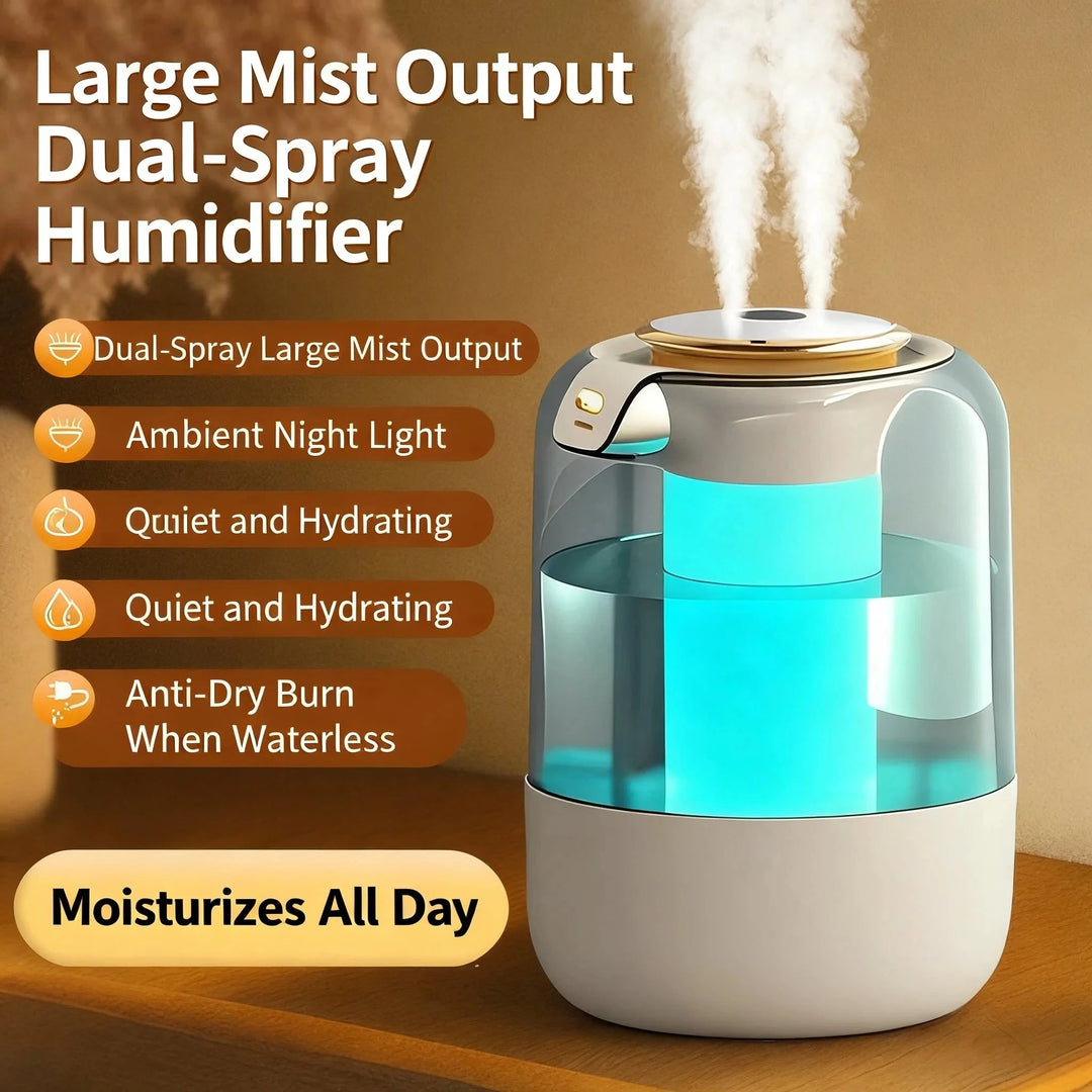 Double Spray Humidifier with Aromatherapy – Cool Mist Solution for Bedroom and Relaxation 2