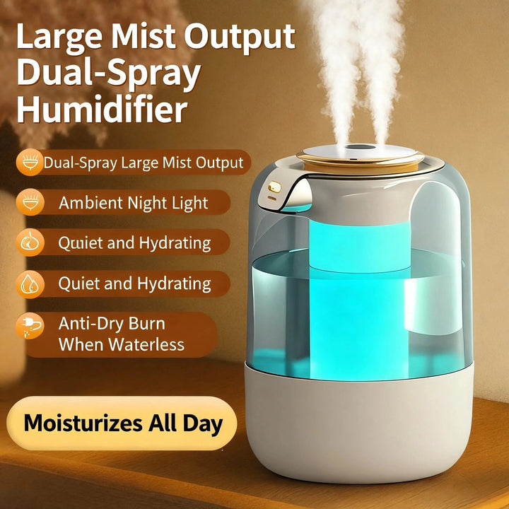 Double Spray Humidifier with Aromatherapy – Cool Mist Solution for Bedroom and Relaxation 2