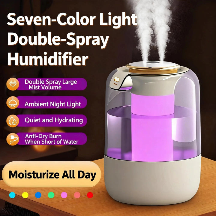 Double Spray Humidifier with Aromatherapy – Cool Mist Solution for Bedroom and Relaxation 3
