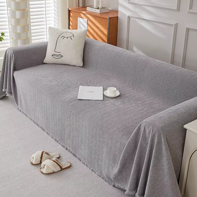 Durable Herringbone Sofa Cover – Stylish Couch Slipcover for Pet-Friendly Homes 1