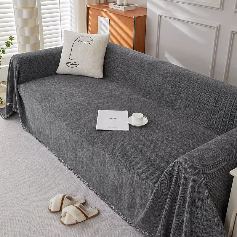 Durable Herringbone Sofa Cover – Stylish Couch Slipcover for Pet-Friendly Homes 2