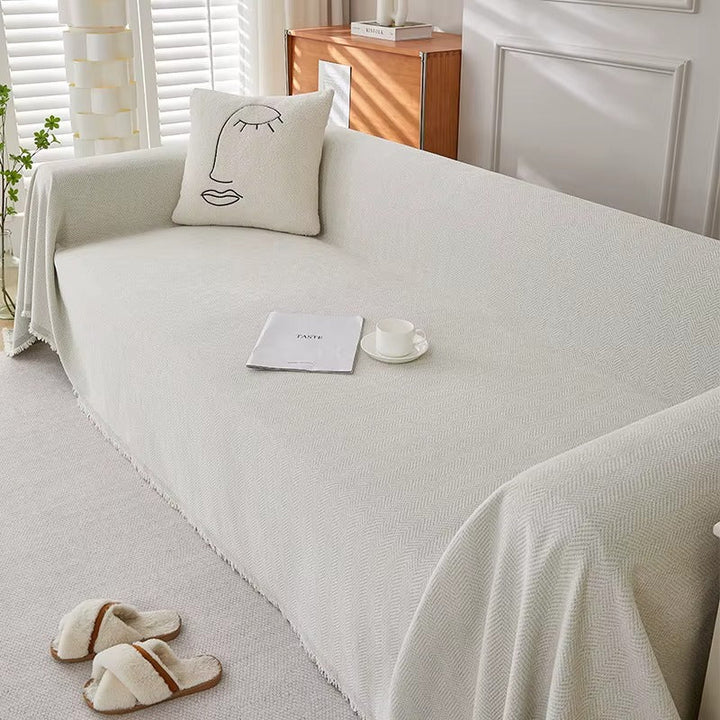 Durable Herringbone Sofa Cover – Stylish Couch Slipcover for Pet-Friendly Homes 4