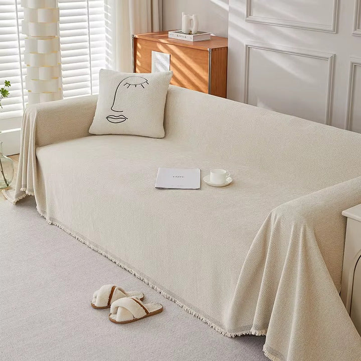 Durable Herringbone Sofa Cover – Stylish Couch Slipcover for Pet-Friendly Homes 7