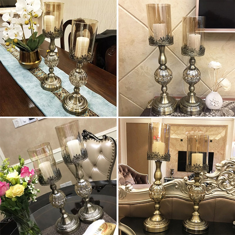 Elegant Brass and Glass Candle Holder – Perfect for Home or Office Decor 2