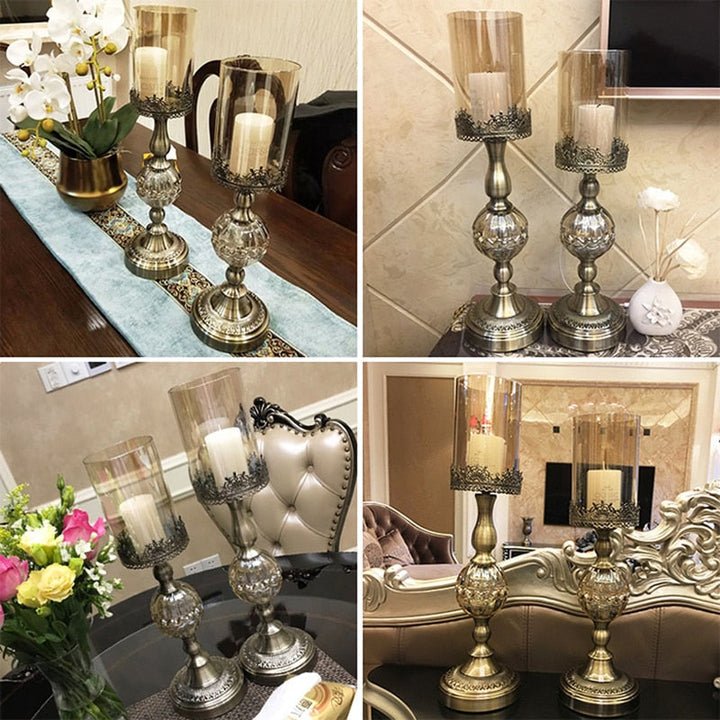 Elegant Brass and Glass Candle Holder – Perfect for Home or Office Decor 2