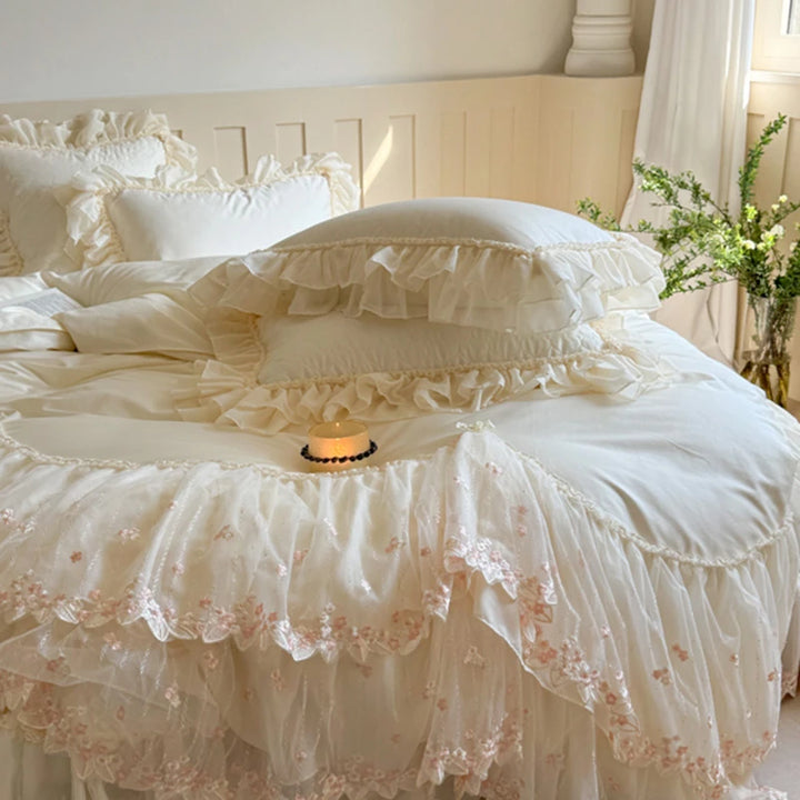 Elegant Lace Ruffle Bedding Set – Soft Egyptian Cotton Duvet Covers for a Cozy Bedroom 3