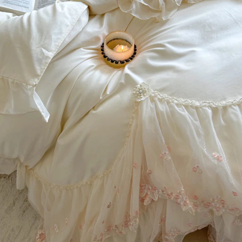 Elegant Lace Ruffle Bedding Set – Soft Egyptian Cotton Duvet Covers for a Cozy Bedroom 4