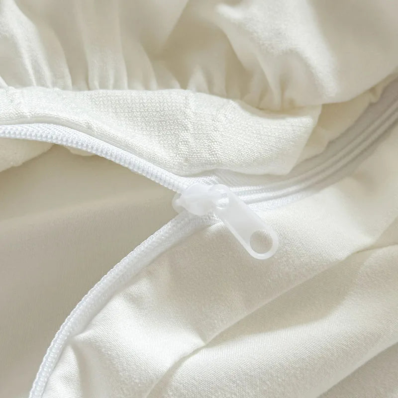 Elegant Lace Ruffles Wedding Bedding Set – Soft Washed Cotton Duvet Cover and Sheet for Romantic Bedroom Decor 5