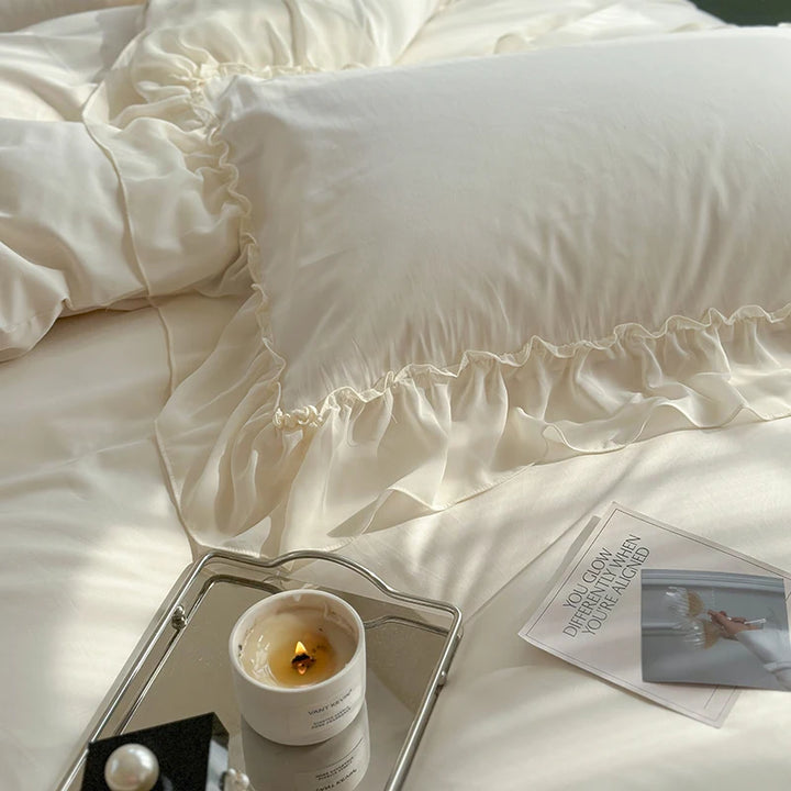 Elegant Princess Bedding Set with Lace Ruffles – Luxurious 1000TC Egyptian Cotton Duvet Covers for Dreamy Bedroom Decor 4