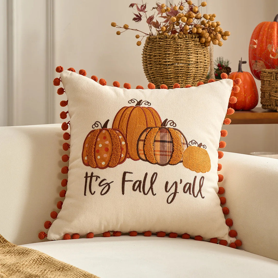 Fall Maple Leaf Pumpkin Throw Pillowcase – Cozy Cushion Cover for Thanksgiving and Halloween 11