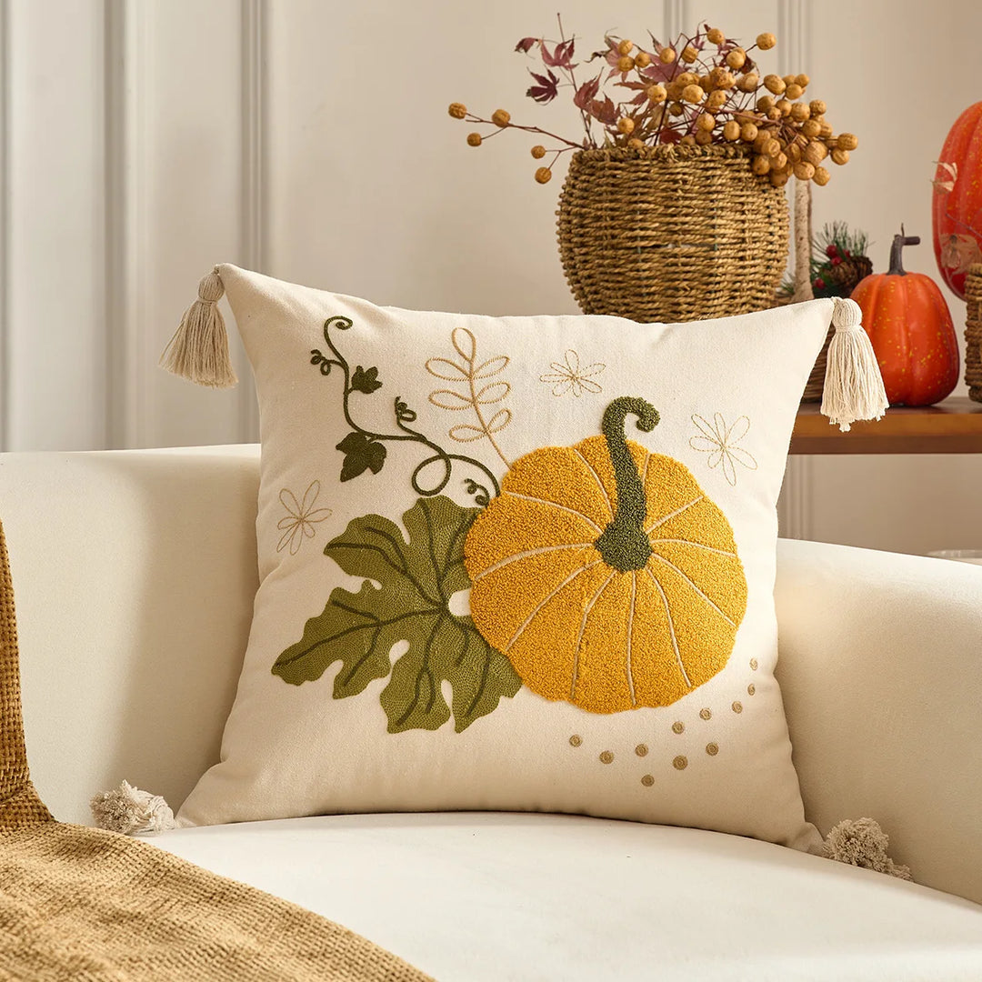 Fall Maple Leaf Pumpkin Throw Pillowcase – Cozy Cushion Cover for Thanksgiving and Halloween 12