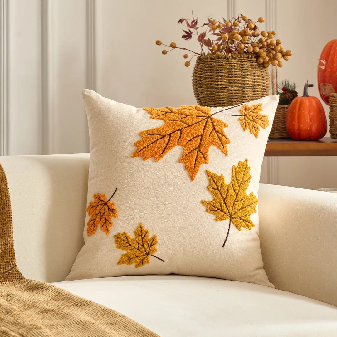 Fall Maple Leaf Pumpkin Throw Pillowcase – Cozy Cushion Cover for Thanksgiving and Halloween 15