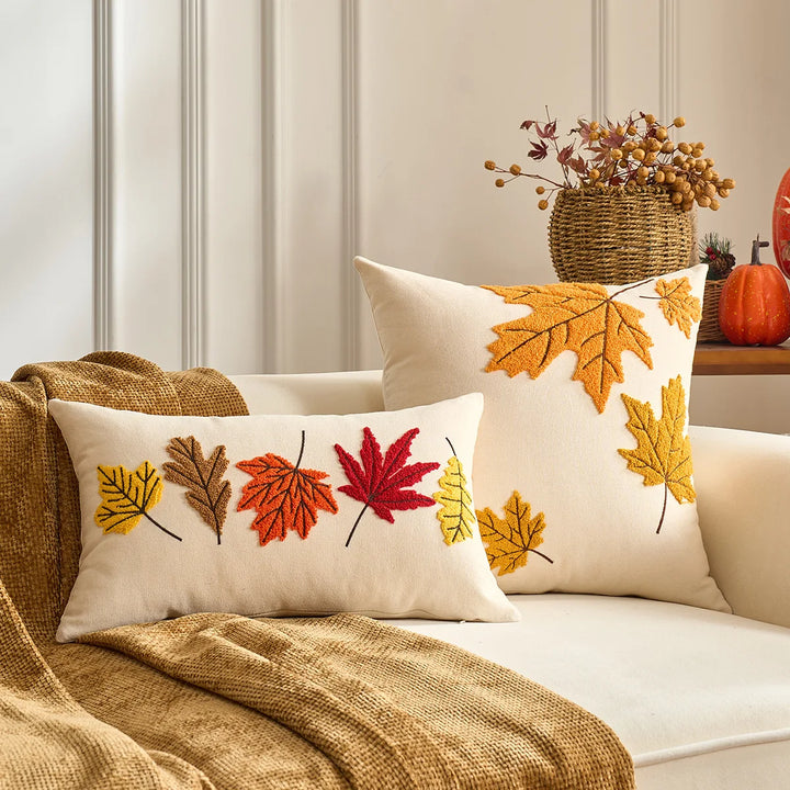 Fall Maple Leaf Pumpkin Throw Pillowcase – Cozy Cushion Cover for Thanksgiving and Halloween 2