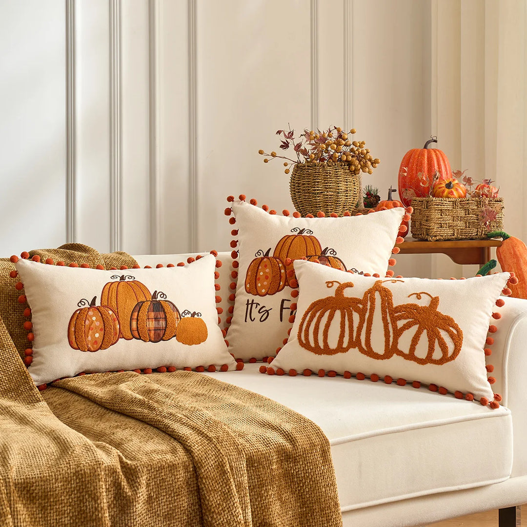 Fall Maple Leaf Pumpkin Throw Pillowcase – Cozy Cushion Cover for Thanksgiving and Halloween 3