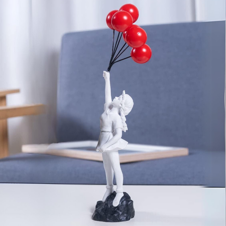 Fly Away Balloon Girl Sculpture – Whimsical Home Decor for Living Room or Office 0