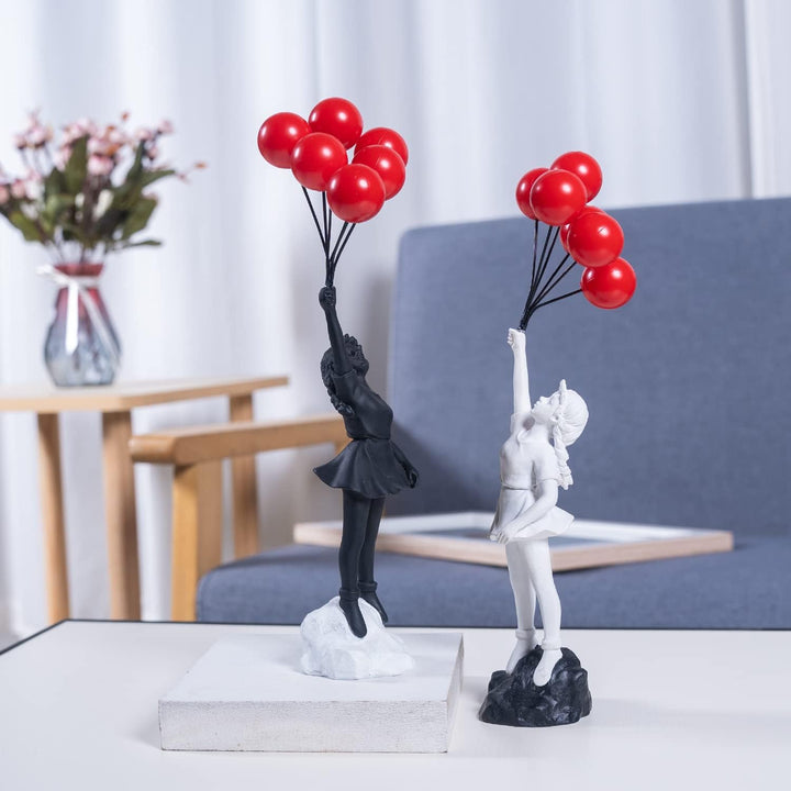 Fly Away Balloon Girl Sculpture – Whimsical Home Decor for Living Room or Office 1