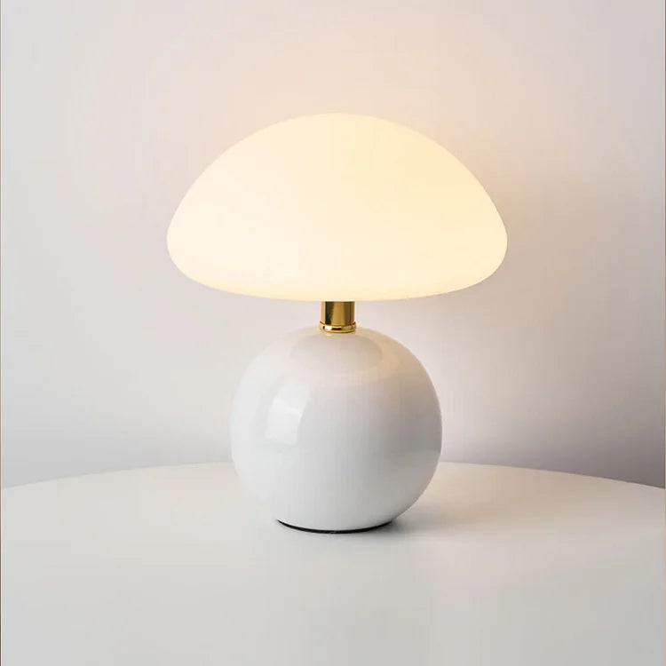 French Cream Mushroom Table Lamp with Adjustable LED Light – Whimsical Decor for Living Room or Bedroom 0
