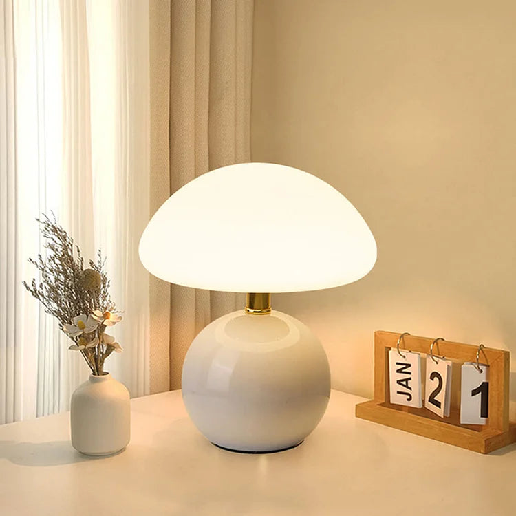 French Cream Mushroom Table Lamp with Adjustable LED Light – Whimsical Decor for Living Room or Bedroom 8