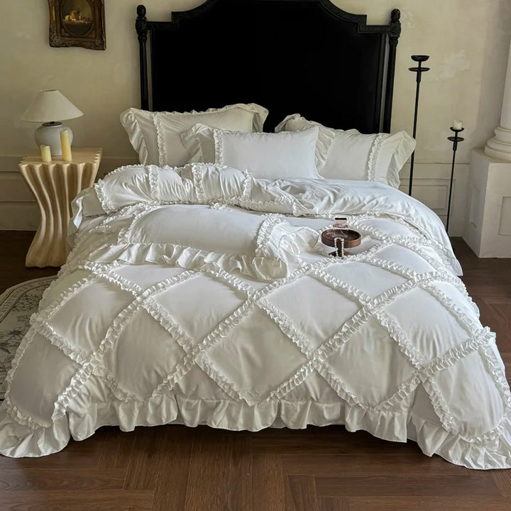 French Princess Style Ruffles Bedding Set – Elegant Duvet Cover Set for Luxurious Bedroom Makeover 0