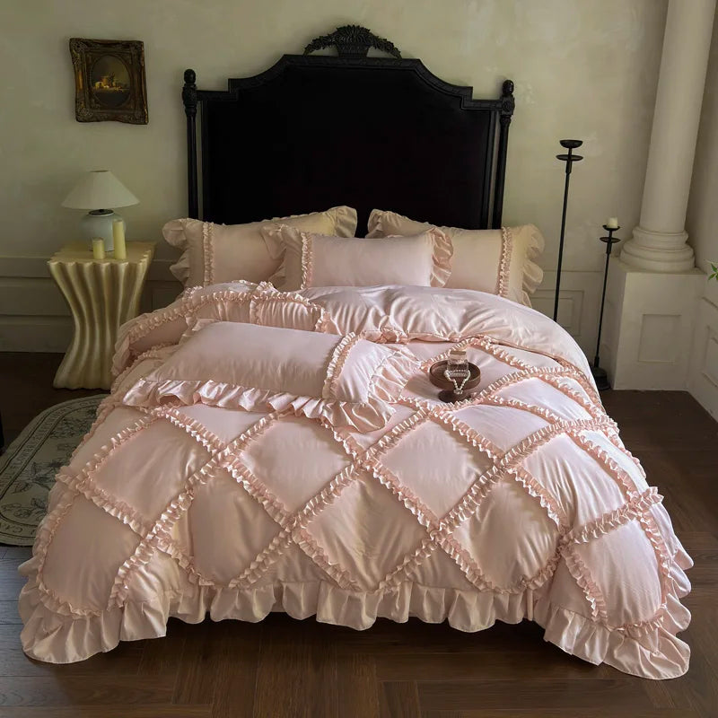 French Princess Style Ruffles Bedding Set – Elegant Duvet Cover Set for Luxurious Bedroom Makeover 7