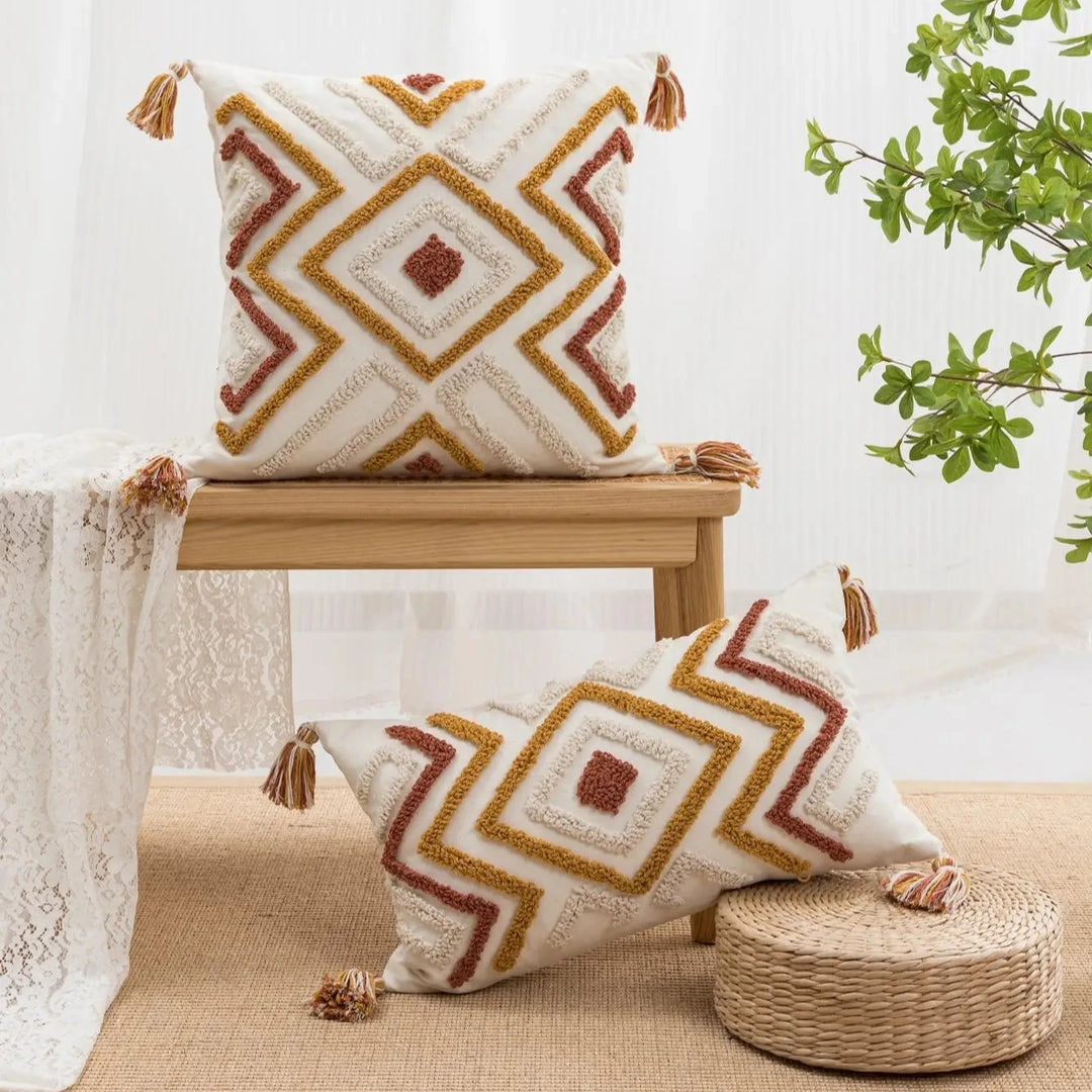 Geometric Bohemian Throw Pillow Cover – Stylish Accent for Couch or Bedroom 0