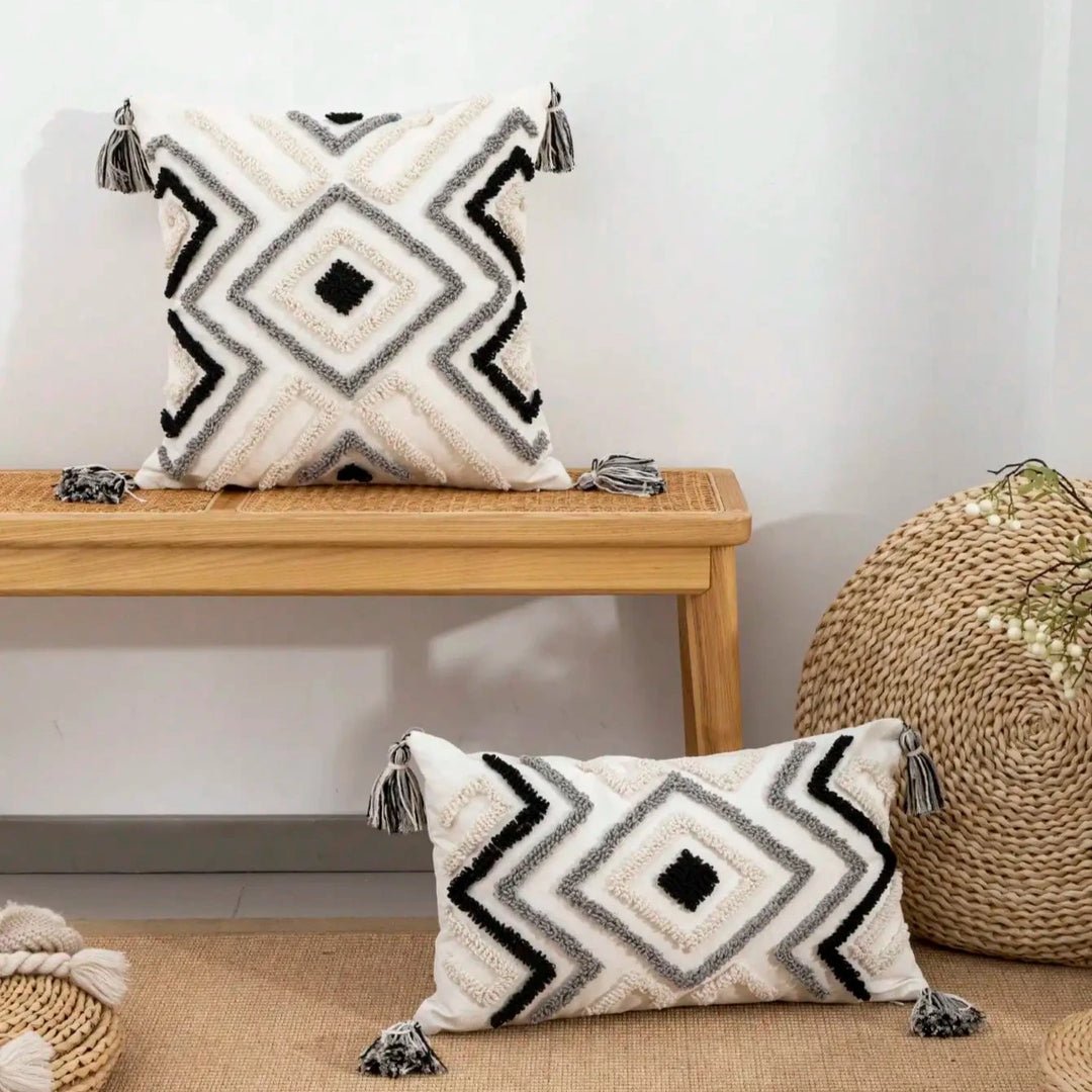 Geometric Bohemian Throw Pillow Cover – Stylish Accent for Couch or Bedroom 1