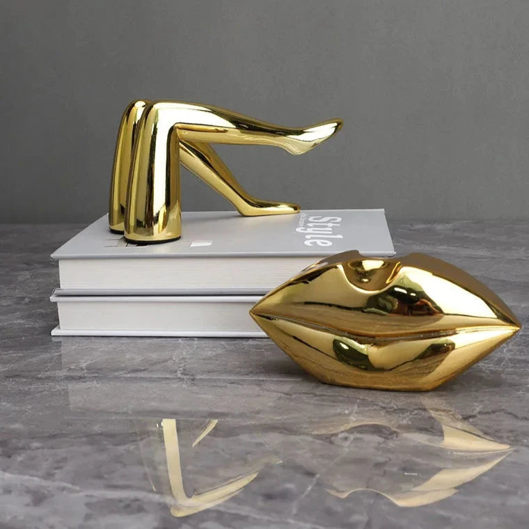 Gilded Whispers Sculpture – Chic Modern Art for Home Decor 1