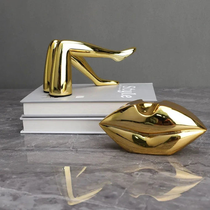 Gilded Whispers Sculpture – Chic Modern Art for Home Decor 1