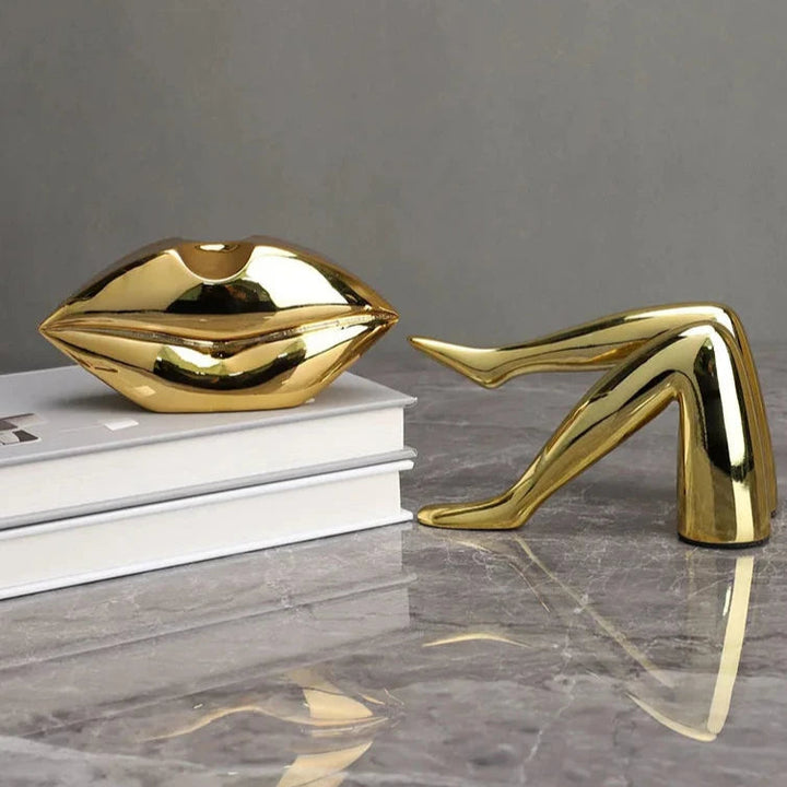 Gilded Whispers Sculpture – Chic Modern Art for Home Decor 3
