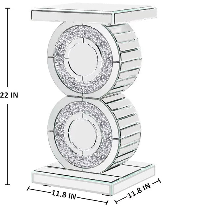 Glamorous Mirrored Side Table with Crystal Accents – Elegant Decor for Living Room or Hallway 3