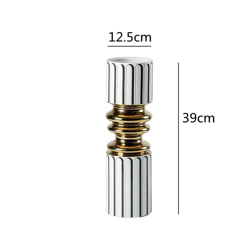 Gold-Plated Ceramic Vase – Elegant Home Decor Accent for Living Room or Dining Table 0