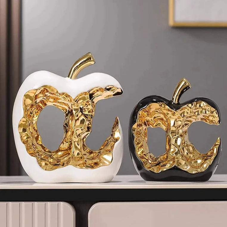 Golden Glow Apple Decorative Sculpture – Elegant Ceramic Accent for Home or Office 1