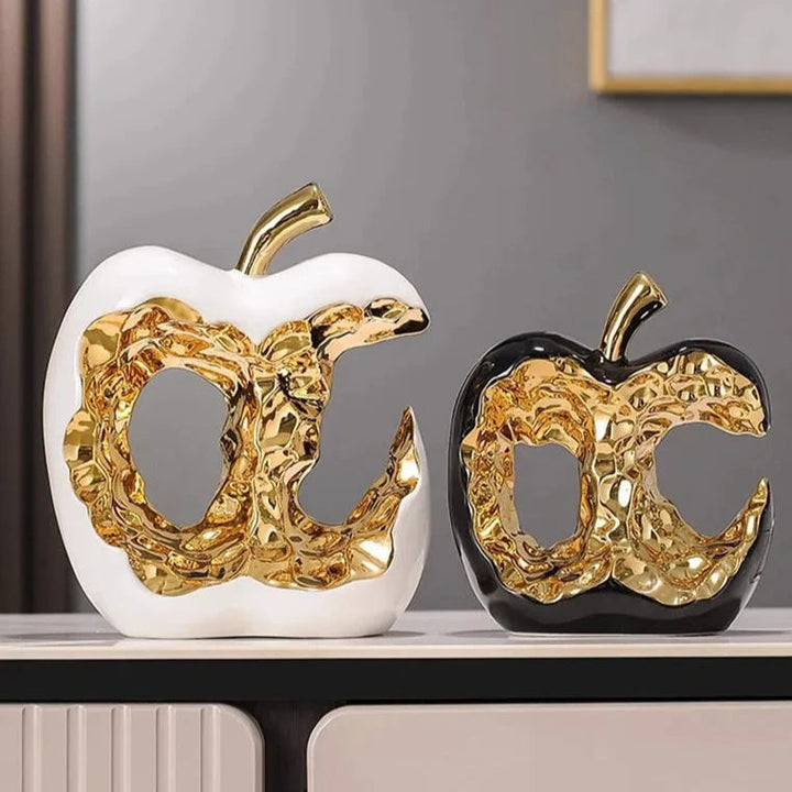 Golden Glow Apple Decorative Sculpture – Elegant Ceramic Accent for Home or Office 1