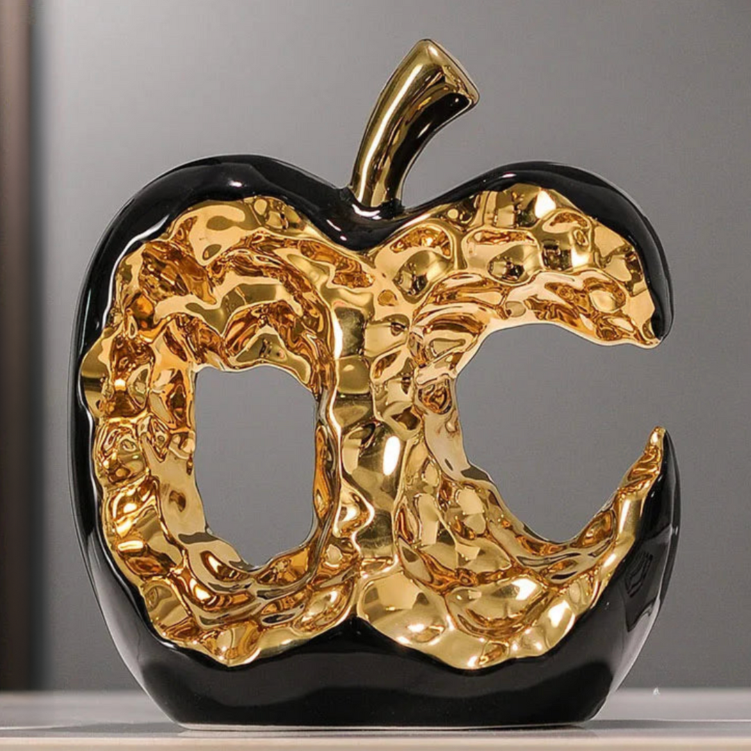 Golden Glow Apple Decorative Sculpture – Elegant Ceramic Accent for Home or Office 2