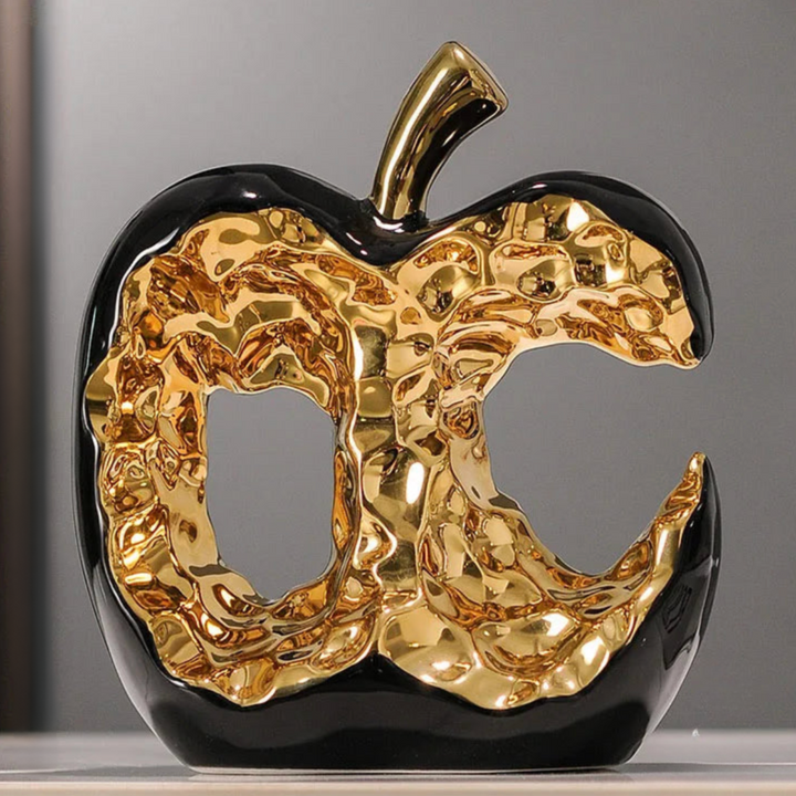 Golden Glow Apple Decorative Sculpture – Elegant Ceramic Accent for Home or Office 2