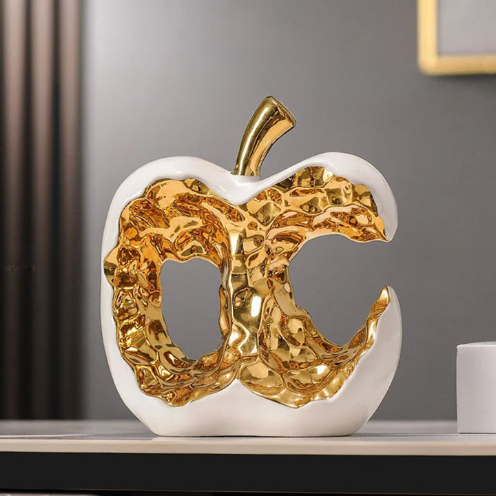 Golden Glow Apple Decorative Sculpture – Elegant Ceramic Accent for Home or Office 3