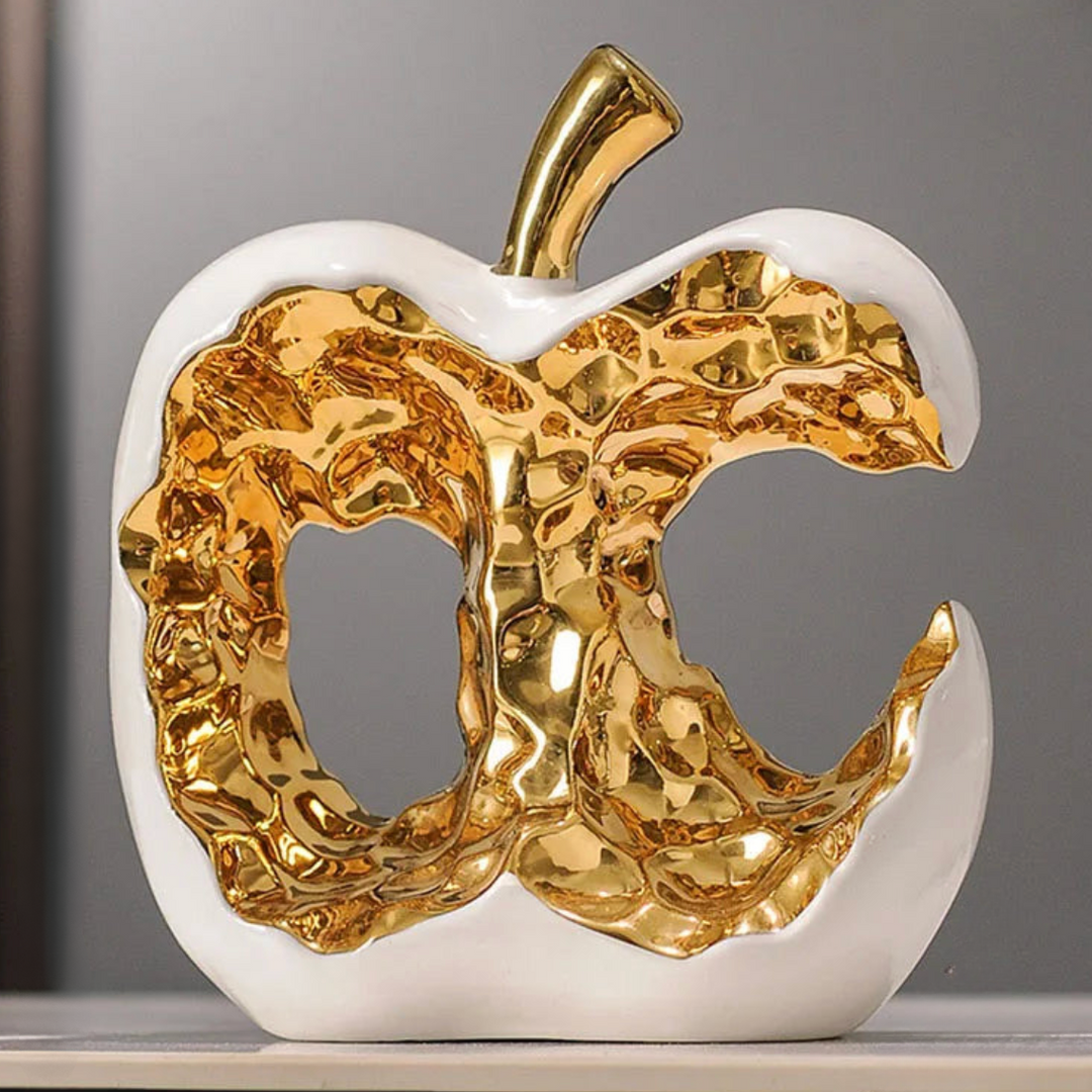 Golden Glow Apple Decorative Sculpture – Elegant Ceramic Accent for Home or Office 4