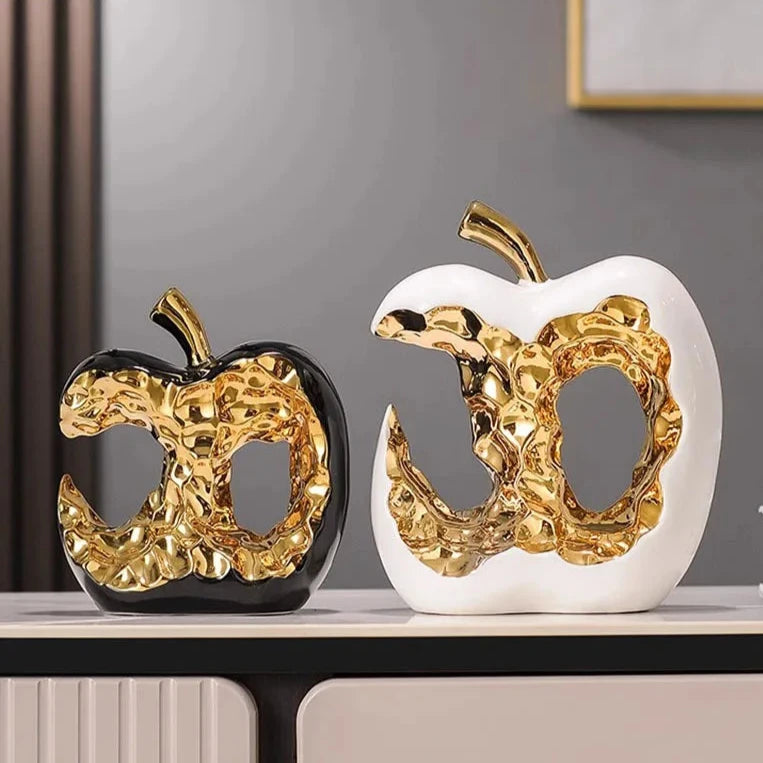 Golden Glow Apple Decorative Sculpture – Elegant Ceramic Accent for Home or Office 5