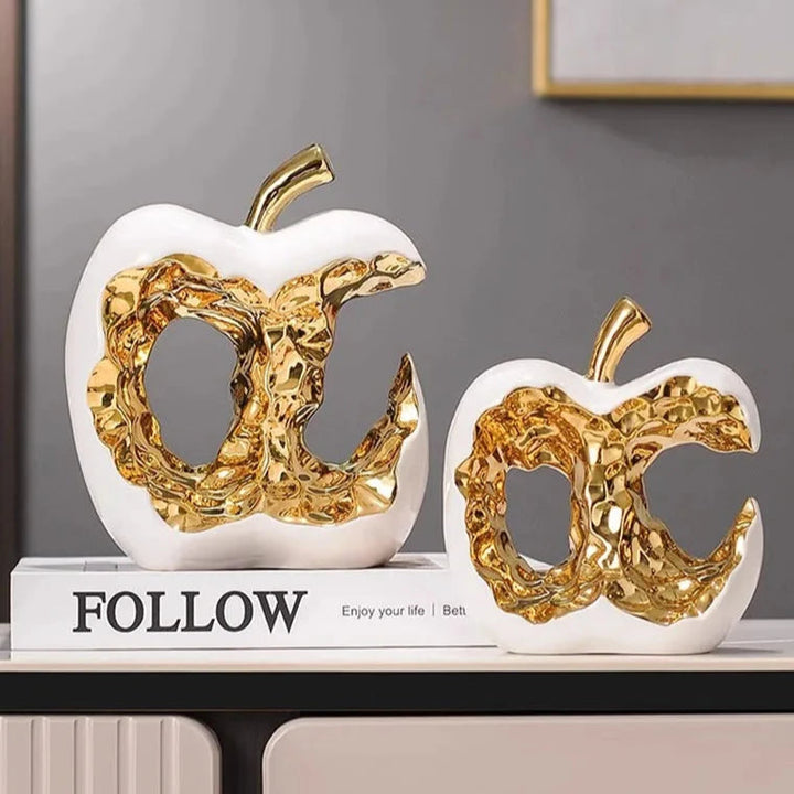 Golden Glow Apple Decorative Sculpture – Elegant Ceramic Accent for Home or Office 6