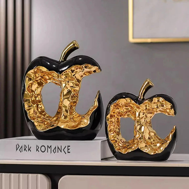 Golden Glow Apple Decorative Sculpture – Elegant Ceramic Accent for Home or Office 7