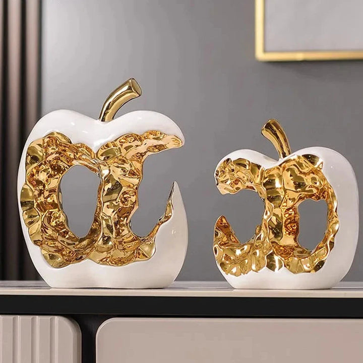 Golden Glow Apple Decorative Sculpture – Elegant Ceramic Accent for Home or Office 8