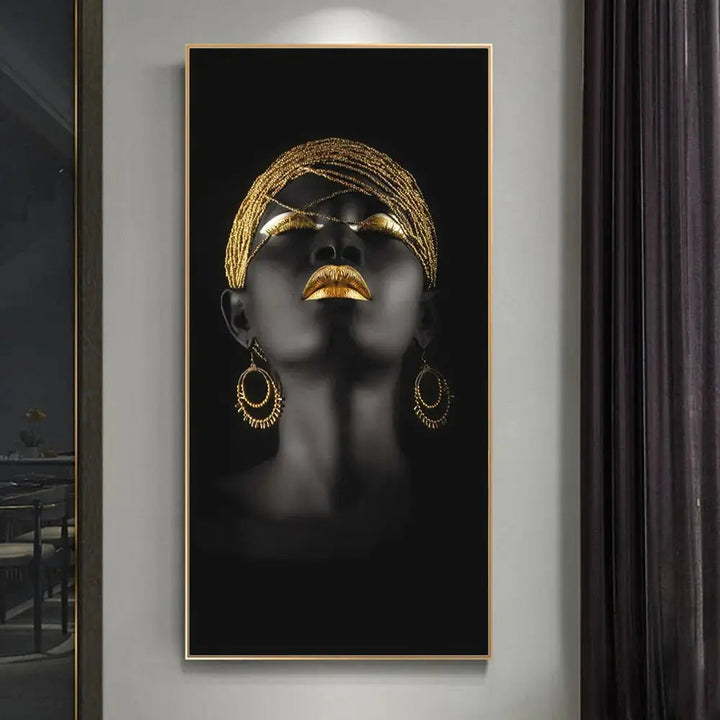 Golden Lady Canvas Art – Stunning Wall Decor for Home or Office 0