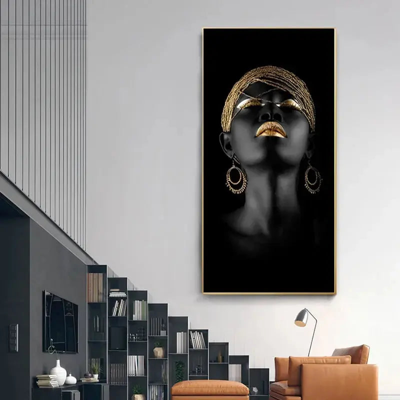 Golden Lady Canvas Art – Stunning Wall Decor for Home or Office 1