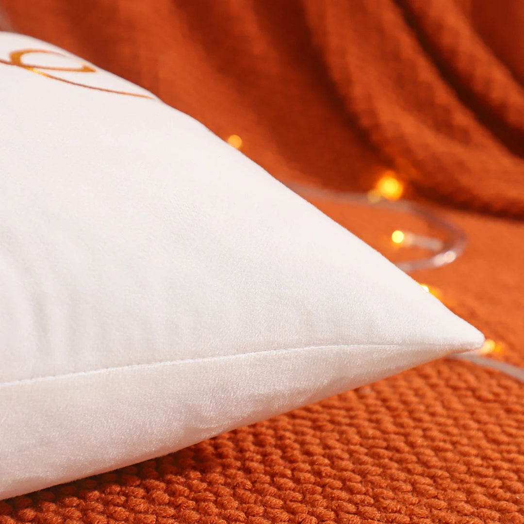 Halloween Decorative Throw Pillow Cover with Pumpkin and Bat Embroidery – Cozy Velvet Accent for Autumn Decor 5