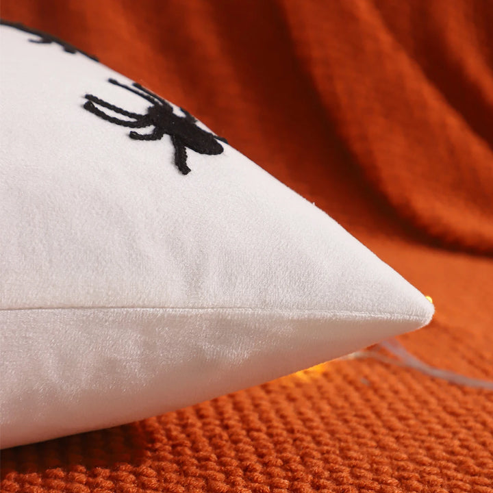 Halloween Decorative Throw Pillow Cover with Pumpkin and Ghost Embroidery – Cozy Velvet Accent for Autumn Decor 5