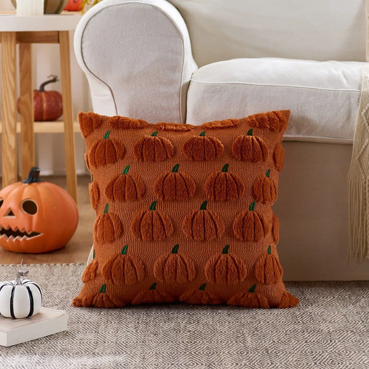 Halloween Pillow Cover with Pumpkin and Ghost Design – Fun Decor for Sofa or Chair 11