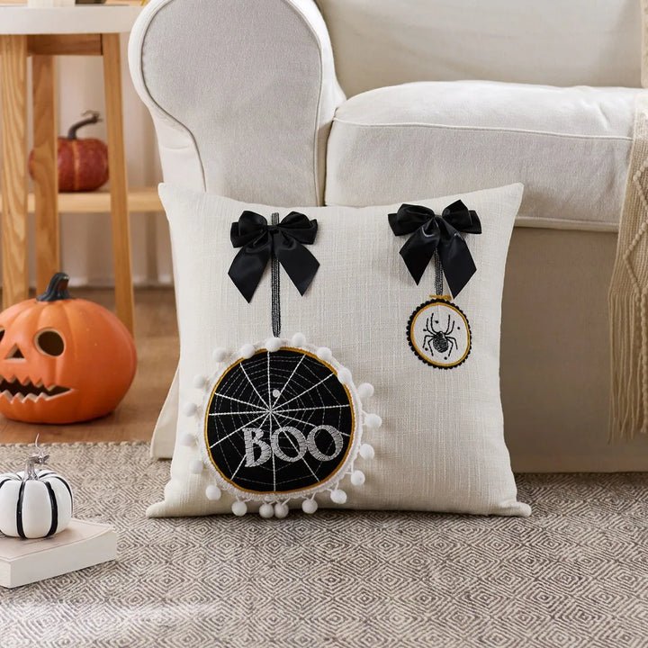 Halloween Pillow Cover with Pumpkin and Ghost Design – Fun Decor for Sofa or Chair 6