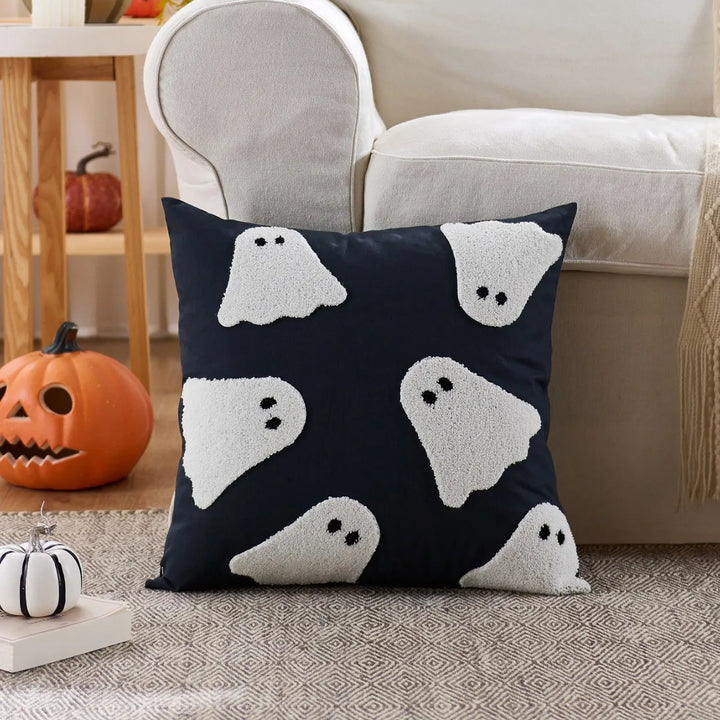 Halloween Pillow Cover with Pumpkin and Ghost Design – Fun Decor for Sofa or Chair 8