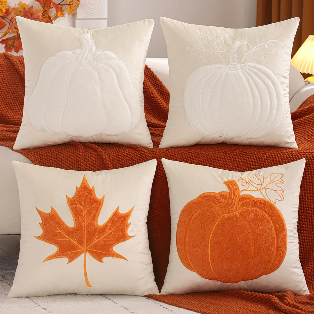 Halloween Pumpkin Throw Pillow Cover with Plush Velvet – Cozy Autumn Decor for Home 0